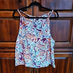 Nicole Miller Multicolor Tank Top, Tie In Back, Sz L
